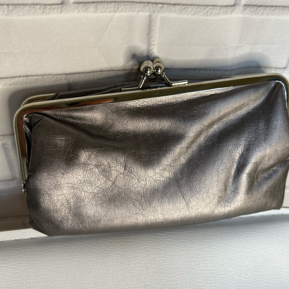 Vintage Purse Cosmetic Textured Silver Dual 5  Compatment  Fashion Express